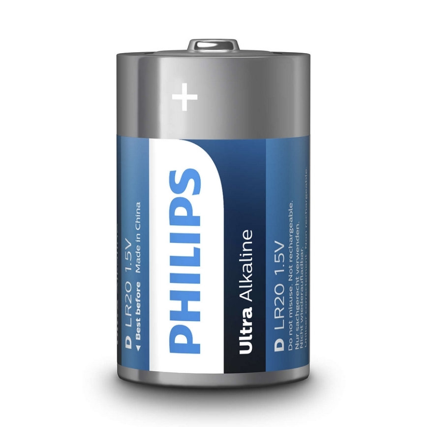 Philips LR20E2B/10 - 2 st. Alkaline batterij D ULTRA ALKALINE 1,5V 15000mAh