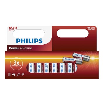 Philips LR6P12W/10 - 12 st. Alkaline batterij AA POWER ALKALINE 1,5V 2600mAh