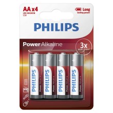 Philips LR6P4B/10 - 4 pc Pile alcaline AA POWER ALKALINE 1,5V 2600mAh