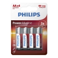 Philips LR6P4B/10 - 4 stuks Alkaline batterij AA POWER ALKALINE 1,5V 2600mAh