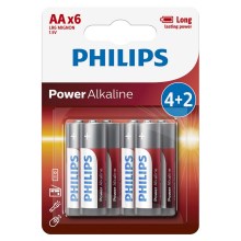 Philips LR6P6BP/10 - 6 st. Alkaline batterij AA POWER ALKALINE 1,5V