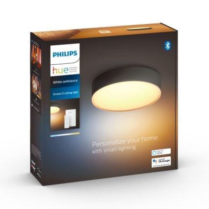 Philips - Plafonnier LED dimmable Hue 9,6 W / 230 V, 2200–6500 K, Ø 261 mm, noir + télécommande