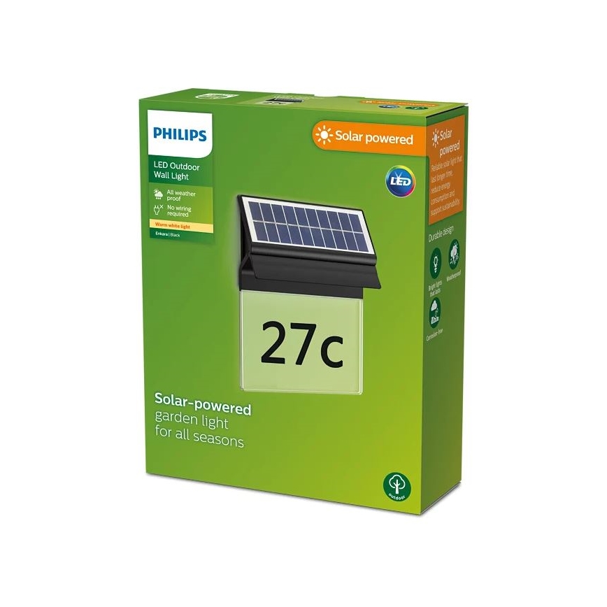 Philips - Numéro de maison solaire ENKARA LED/0,2W/3,7V 1800 mAh IP44