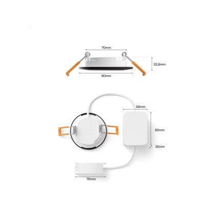 Philips - Lot de 3 spots encastrés LED RGBW dimmables pour salle de bains Hue SLIM LED/8,3W/230V 1000-20000K noir P44