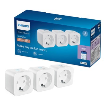 Philips - Pack de 3 prises Schuko intelligentes 2300W Wi‑Fi