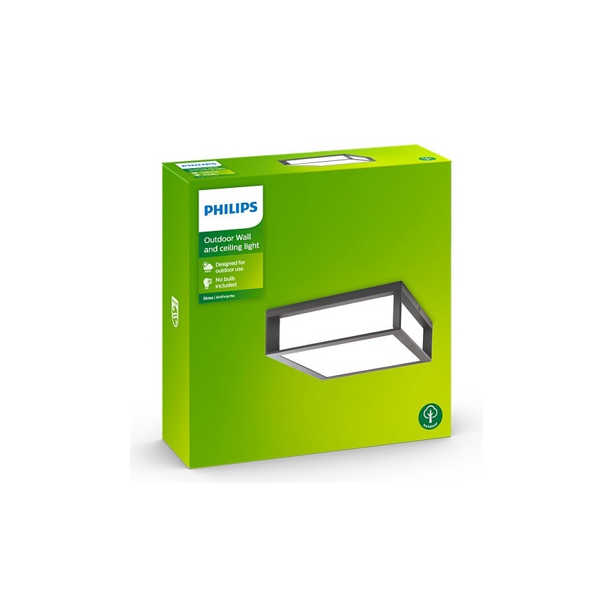Philips - Plafond Lamp voor Buiten SKIES 2xE27/14W/230V IP44 antraciet