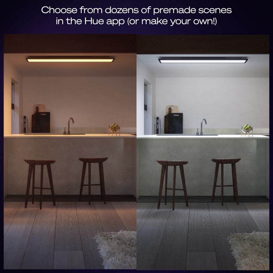 Philips - Plafonnier à intensité variable Hue AURELLE LED/39W/230V 2200-6500K 120x30 cm noir