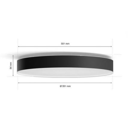 Philips - Plafonnier à intensité variable LED Hue LED/48W/230V 2200-6500K d. 551 mm noir + télécommande