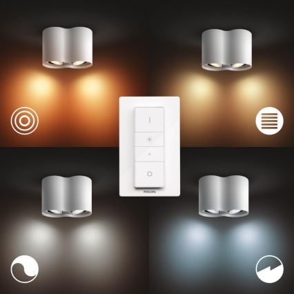 Philips - Plafonnier à intensité variable Hue PILLAR LED 2xGU10/5W/230V + télécommande