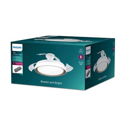 Philips- Plafonnier avec ventilateur LED/35W/230V 5500/4000/2700K + Télécommande doré