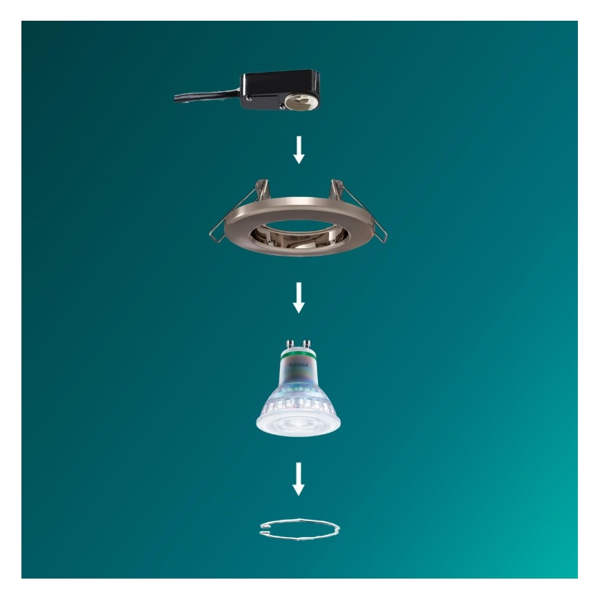 Philips - Plafonnier encastré PERIDOT 1xGU10/7W/230V, finition argentée