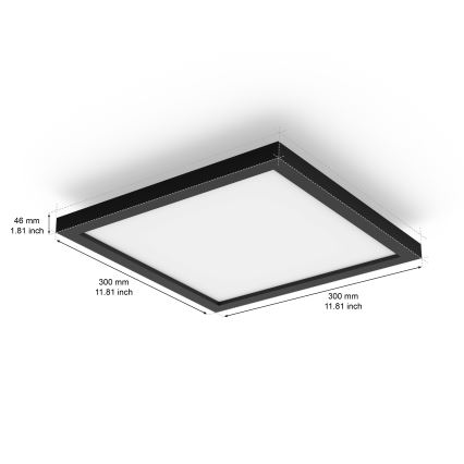 Philips - Plafonnier LED dimmable Hue AURELLE LED/19W/230V 2200-6500K 30x30 cm noir