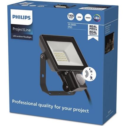Philips - Projecteur d'extérieur avec détecteur PROJECTLINE LED/20W/230V IP65 4000K