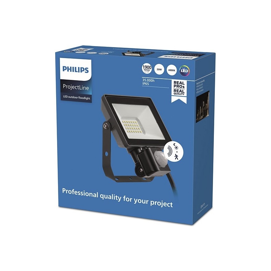 Philips - Projecteur d'extérieur avec détecteur PROJECTLINE LED/20W/230V IP65 4000K