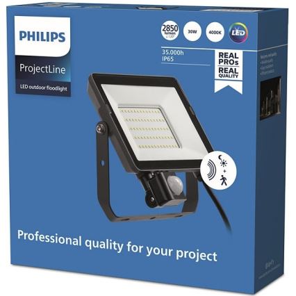 Philips - Projecteur d'extérieur avec détecteur PROJECTLINE LED/30W/230V IP65 4000K