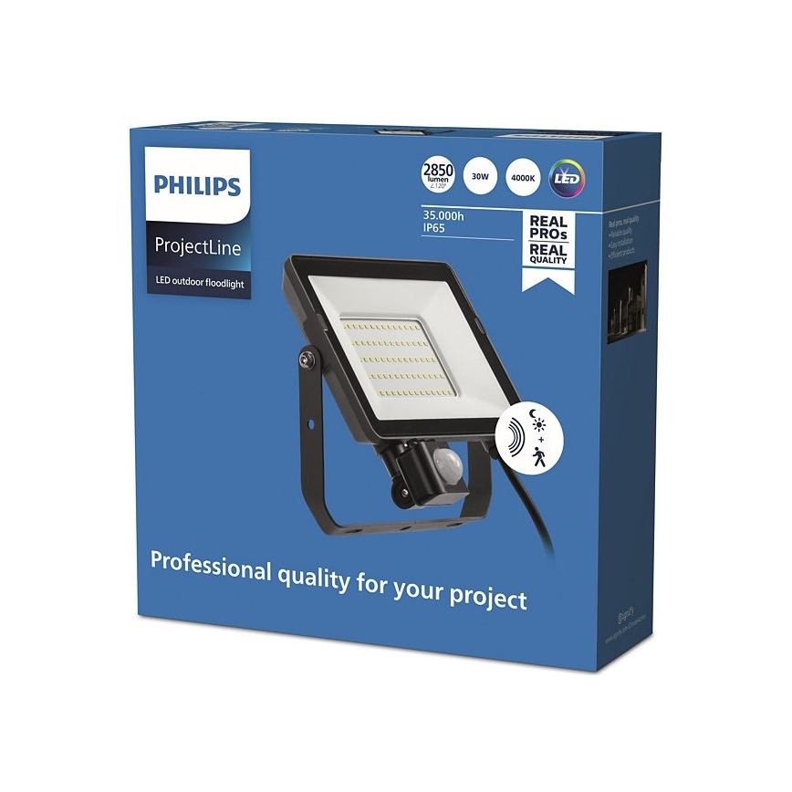 Philips - Projecteur d'extérieur avec détecteur PROJECTLINE LED/30W/230V IP65 4000K