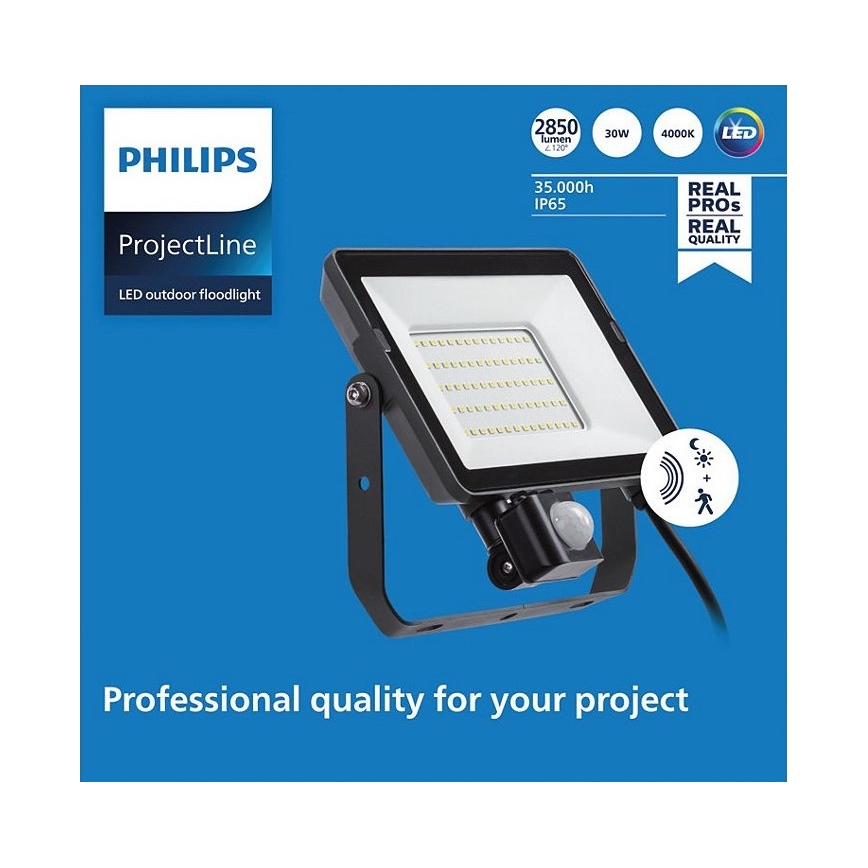 Philips - Projecteur d'extérieur avec détecteur PROJECTLINE LED/30W/230V IP65 4000K