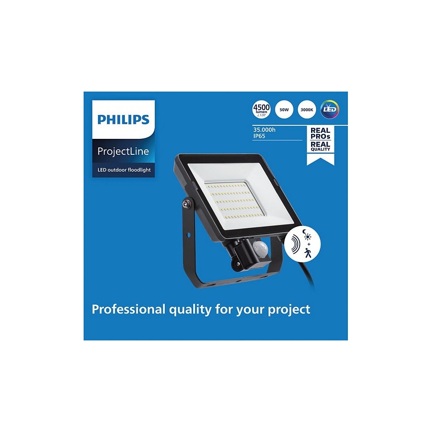 Philips - Projecteur d'extérieur LED avec détecteur PROJECTLINE LED/50W/230V IP65 3000K