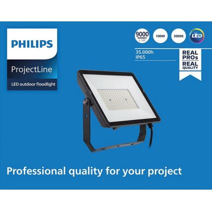 Philips - Projecteur d'extérieur LED PROJECTLINE LED/100W/230V IP65 3000K