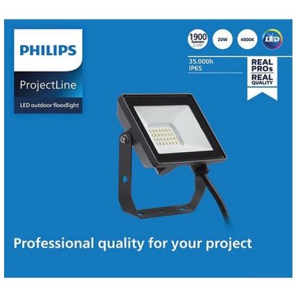Philips - Projecteur d'extérieur LED PROJECTLINE LED/20W/230V IP65 4000K