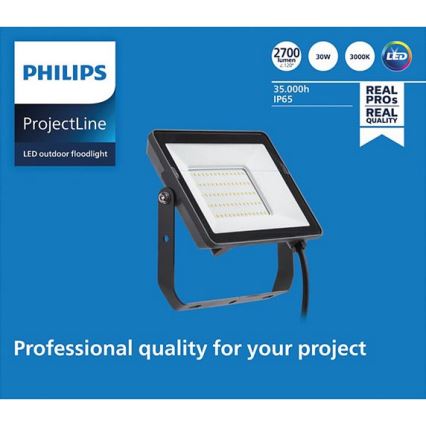 Philips - Projecteur d'extérieur LED PROJECTLINE LED/30W/230V IP65 3000K