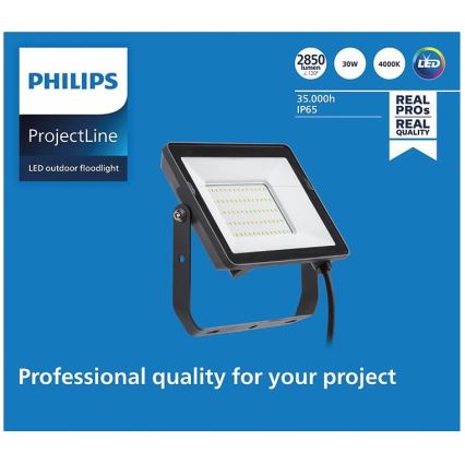 Philips - Projecteur d'extérieur LED PROJECTLINE LED/30W/230V IP65 4000K
