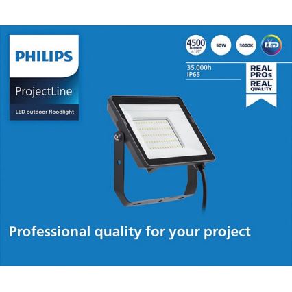 Philips - Projecteur d'extérieur LED PROJECTLINE LED/50W/230V IP65 3000K