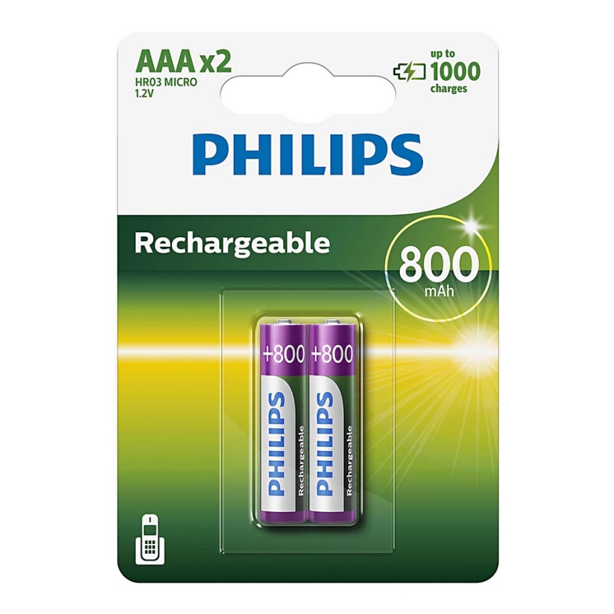 Pile rechargeable AAA NiMh - 1.2 V - 800 mAh - Paquet de 2