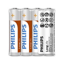 Philips R03L4F/10 - x4 Pile au chlorure de zinc AAA LONGLIFE 1,5V