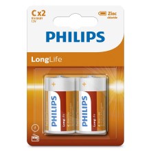 Philips R14L2B/10 - 2 st. Zinkchloride batterij C LONGLIFE 1,5V
