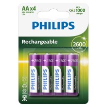 Philips R6B4B260/10 - 4 st. Oplaadbare batterijen AA MULTILIFE NiMH/1,2V/2600 mAh