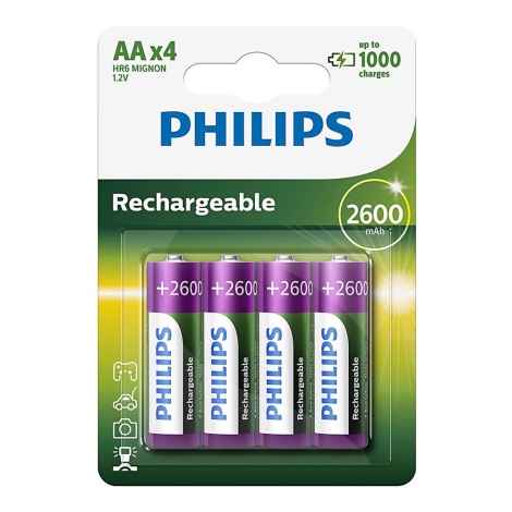 Philips R6B4B260/10 - 4 st. Oplaadbare batterijen AA MULTILIFE NiMH/1,2V/2600 mAh