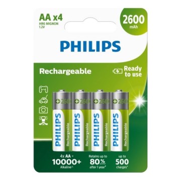 Philips R6B4B260/10 - 4 st. Oplaadbare batterijen AA NiMH/1,2V/2600 mAh