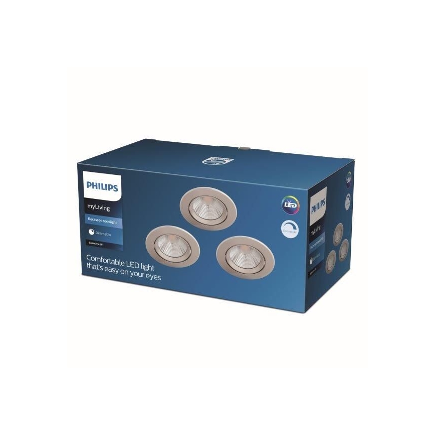Philips - SET 3x Dimbare LED Inbouw Lamp LED/5,5W/230V 2700K