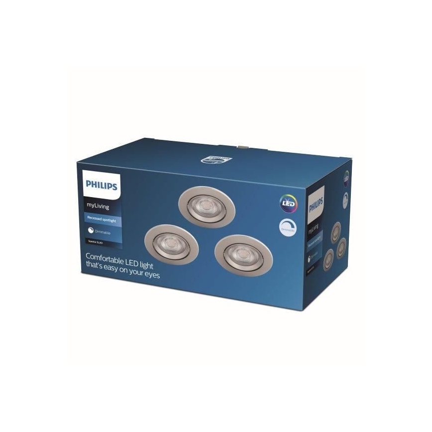 Philips - SET 3x Dimbare LED Inbouw Lamp LED/5W/230V 2700K