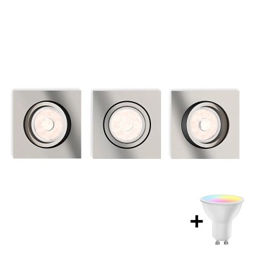 Philips - SET 3x dimbare LED RGBW inbouwspots DONEGAL 3xGU10/4,8W/230V + afstandsbediening