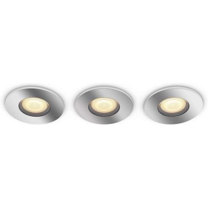 Philips 34176/11/P6 - SET 3x LED Badkamer inbouwspot dimbaar HUE ADORE Hue ADORE 1xGU10/5W/230V IP44 + afstandsbediening