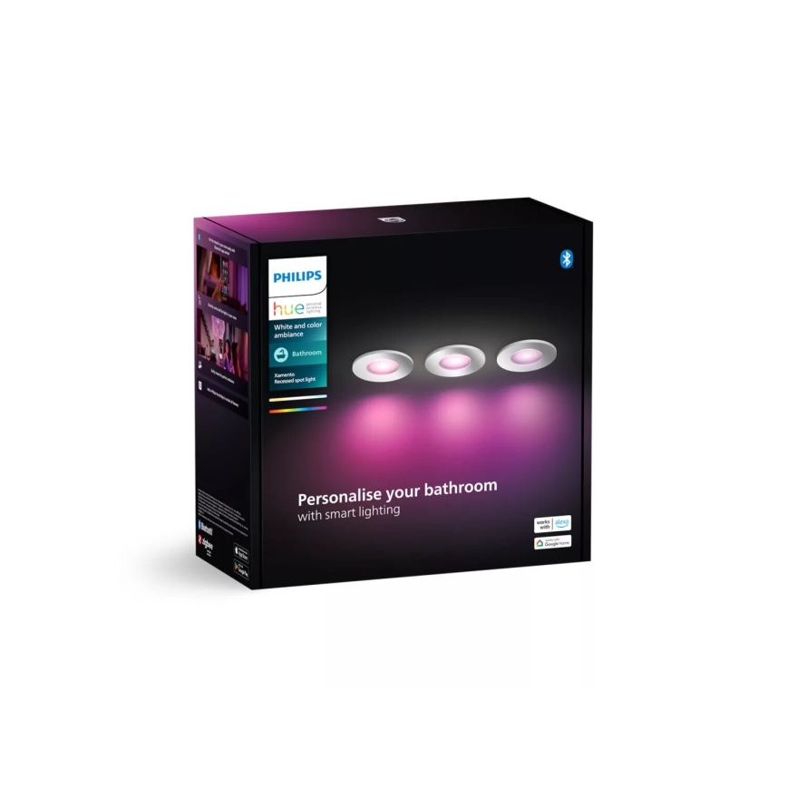 Philips - SET 3x LED RGBW Dimbare en hangende badkamer verlichting Hue XAMENTO 1xGU10/4,2W/230V IP44 2000-6500K