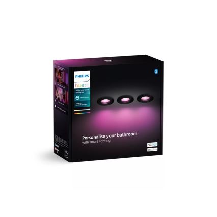 Philips - SET van 3x LED RGBW dimbare inbouwspots voor badkamer Hue XAMENTO 1xGU10/4,2W/230V 2000-6500K IP44