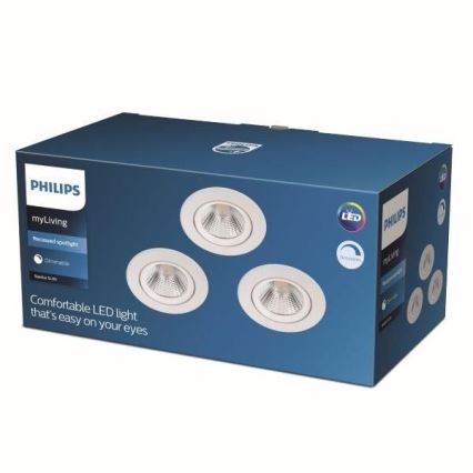 Philips - SET 3x Spot à intensité variable LED encastrable  LED/5,5W/230V 2700K