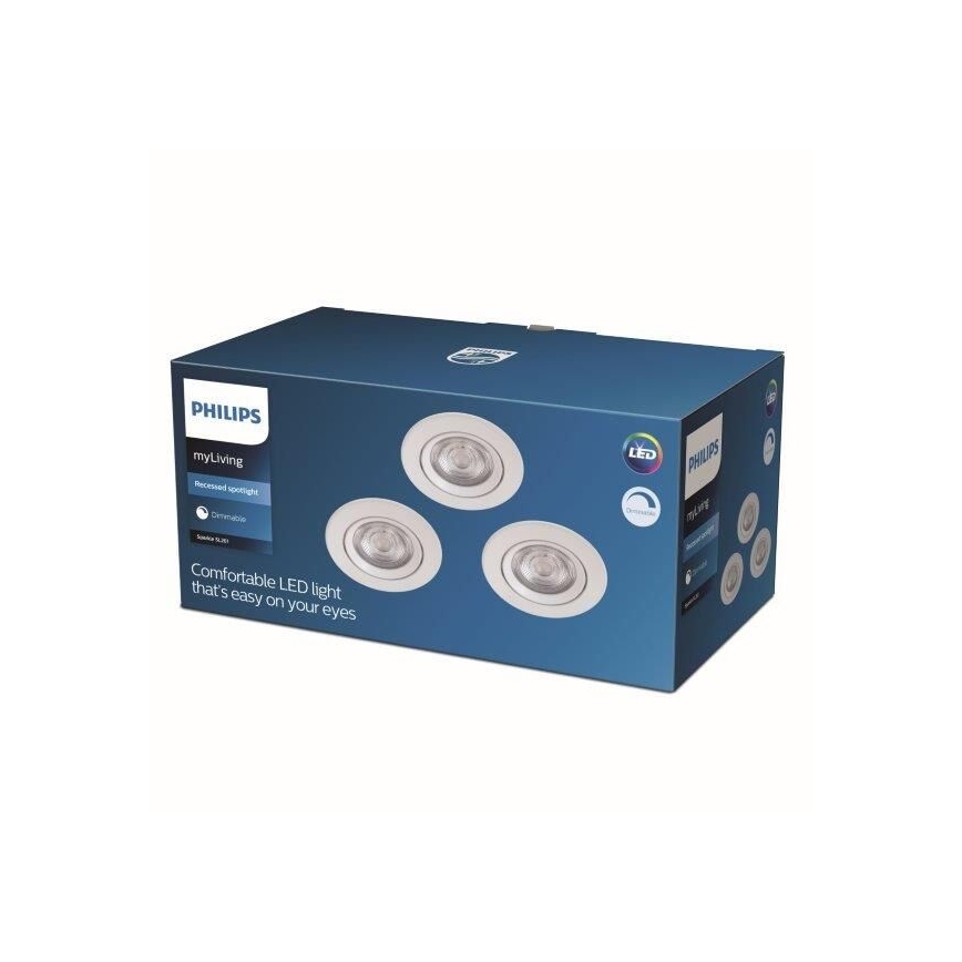 Philips - SET 3x Spot à intensité variable LED encastrable LED/5W/230V 2700K