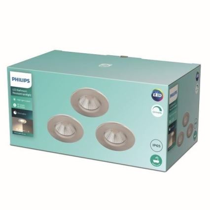 Philips - SET 3x Spot à intensité variable LED salle de bain LED/5,5W/230V 2700K IP65