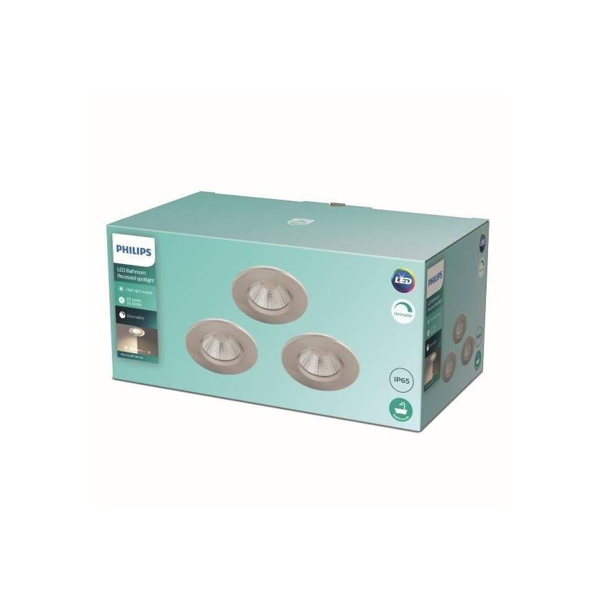 Philips - SET 3x Spot à intensité variable LED salle de bain LED/5,5W/230V 2700K IP65