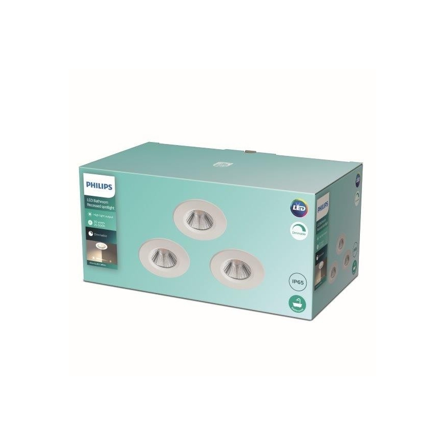Philips - SET 3x Spot dimmable LED salle de bain LED/5,5W/230V 2700K IP65