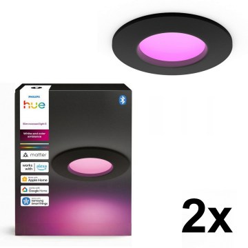 Philips - Set van 2 dimbare LED RGBW badkamer-inbouwspots Hue SLIM LED/8,3W/230V 2000-6500K zwart IP44