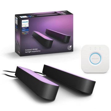Philips - set van 2 dimbare RGB LED-tafellampen Hue PLAY WACA, 6 W, 230 V, 2000–6500 K + Hue Bridge