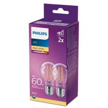 Philips - Set van 2x LED Lampen A60 E27 / 7W / 230V 2700K