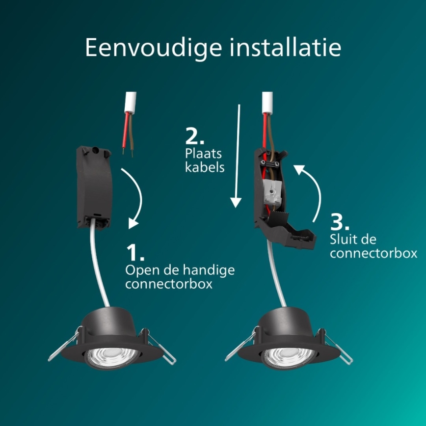 Philips - Set van 3 dimbare inbouwspots CILANTRO LED/5W/230V 4000K zwart