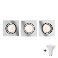 Philips - Set van 3 dimbare LED RGBW inbouwspots DONEGAL 1xGU10/4,8W/230V + afstandsbediening