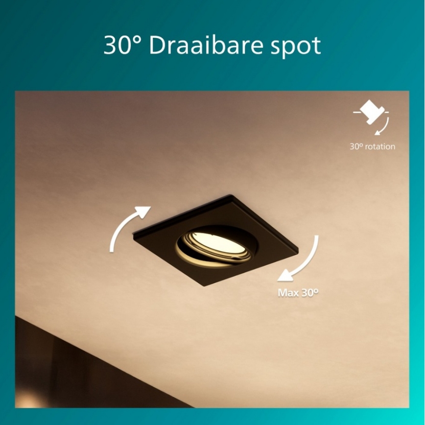 Philips - Set van 3 inbouwspots PERIDOT 1x GU10/7W/230V zwart